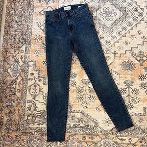 FRAME 26 Le High Skinny mineral wash raw hem cropped jeans